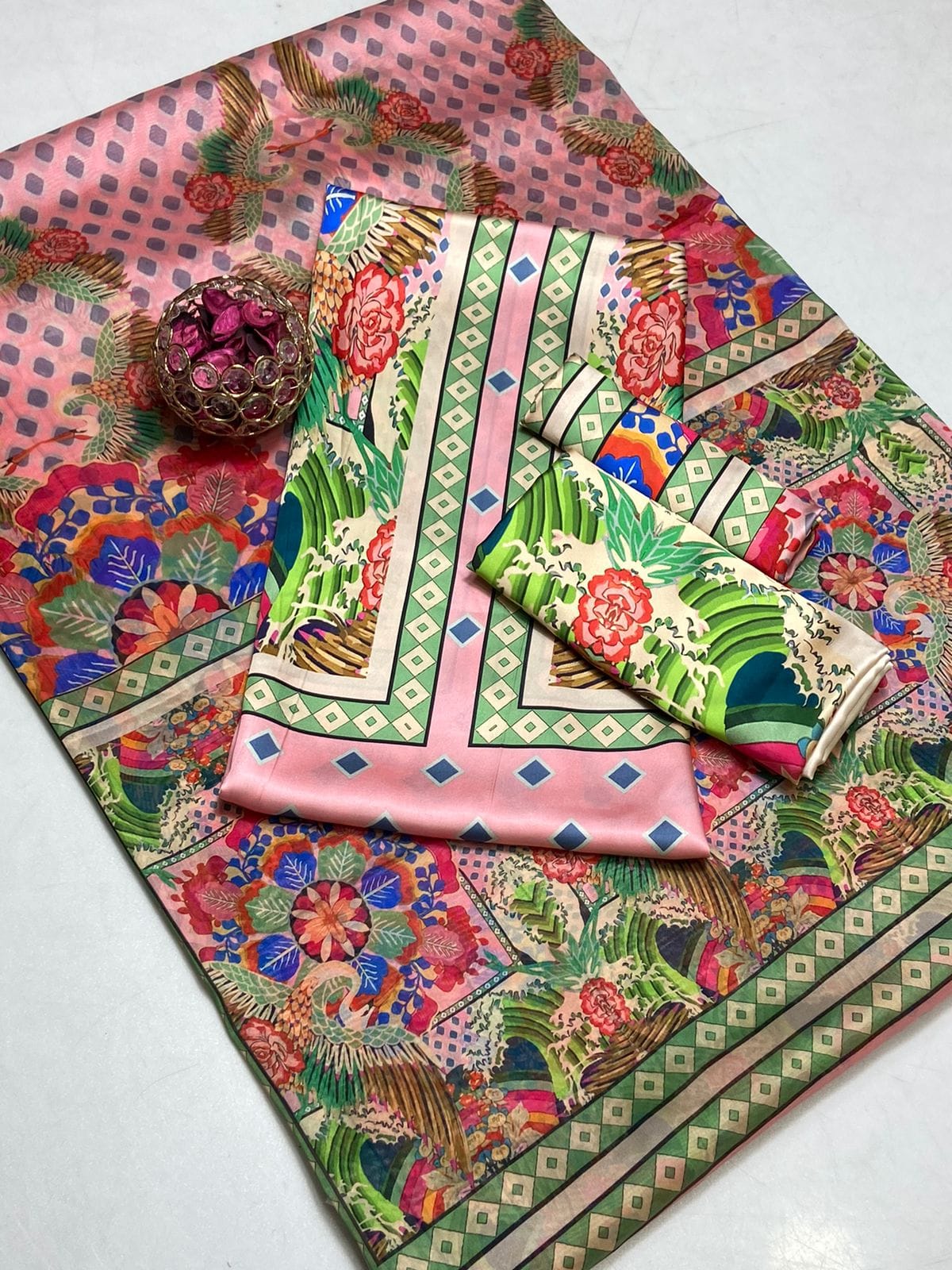 Pure shamoz silk fabric suit