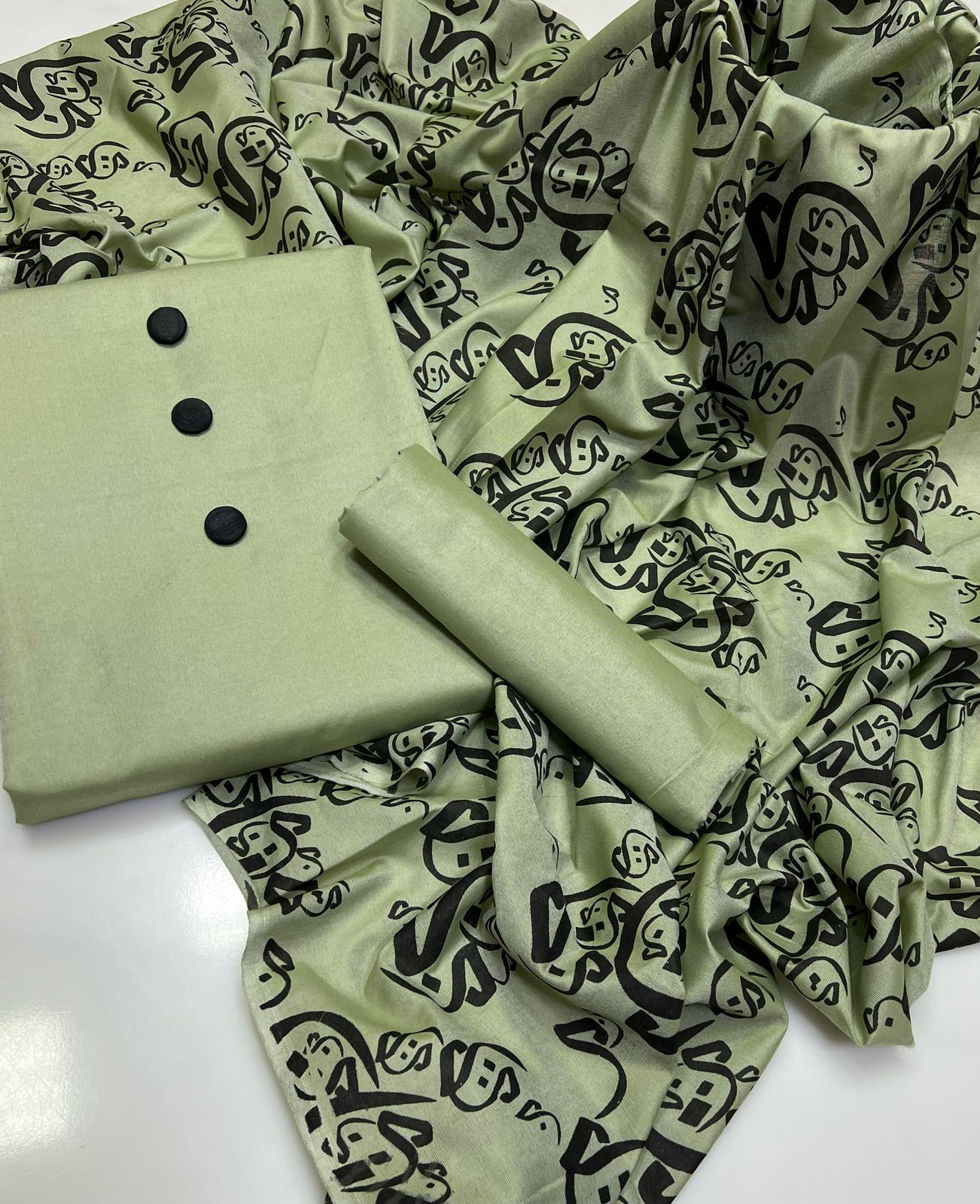 Pure Lawn Shirt Along With 3 Black Button