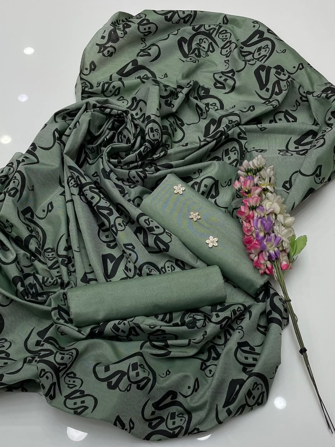 Pure Lawn Shirt Along With 3 Black Button