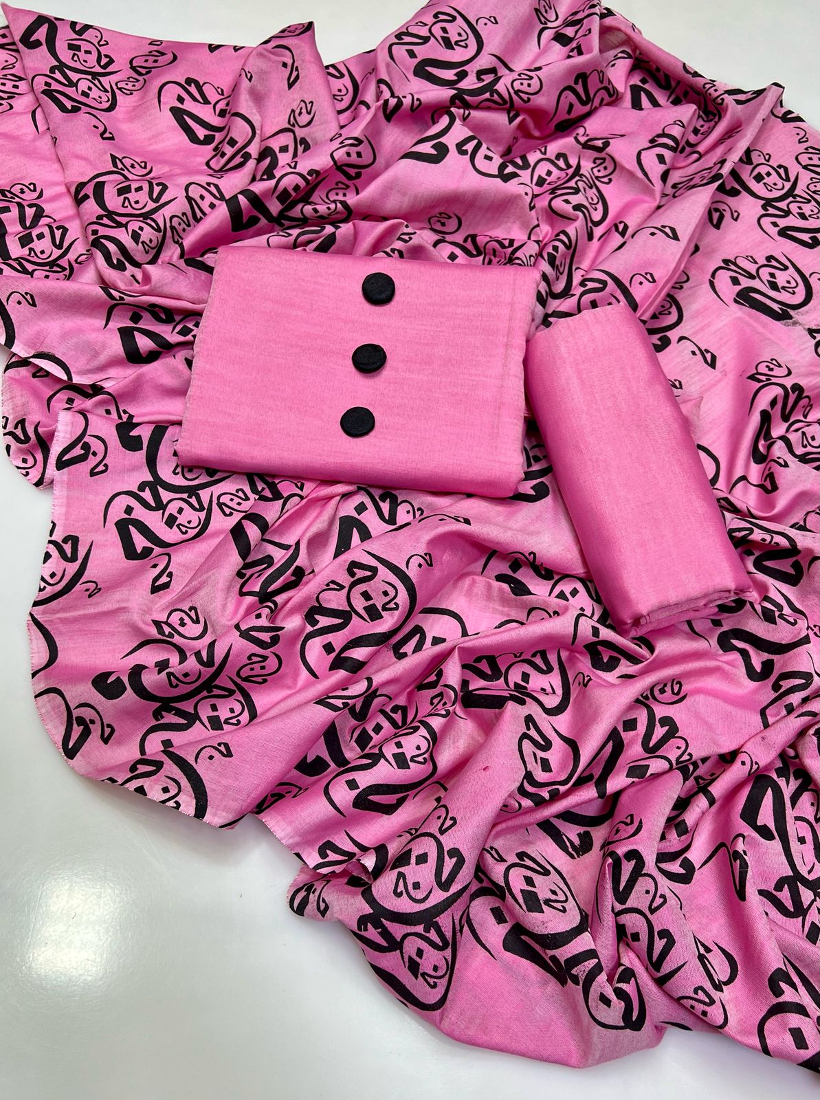 Pure Lawn Shirt Along With 3 Black Button