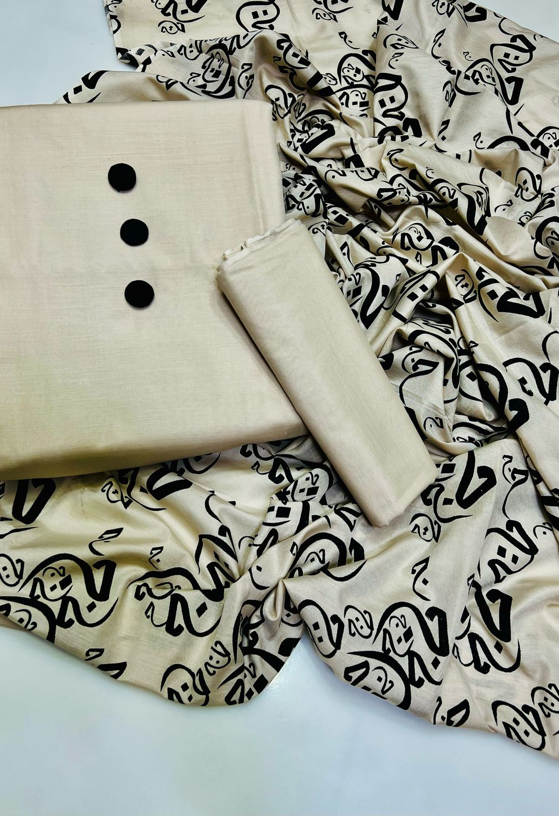 Pure Lawn Shirt Along With 3 Black Button