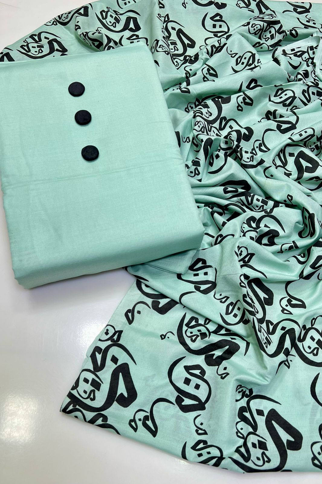 Pure Lawn Shirt Along With 3 Black Button