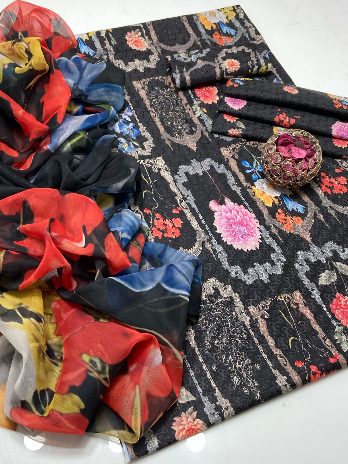 Premium quality swiss jacquard Lawn fabric shirt and shalwar