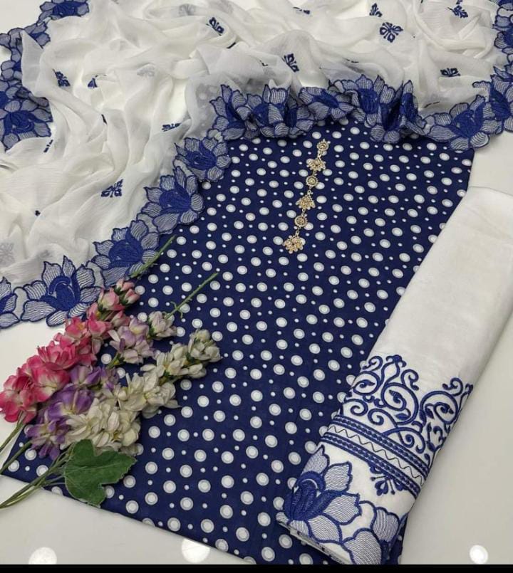 Chiffon Embroidery  3Pc Dress