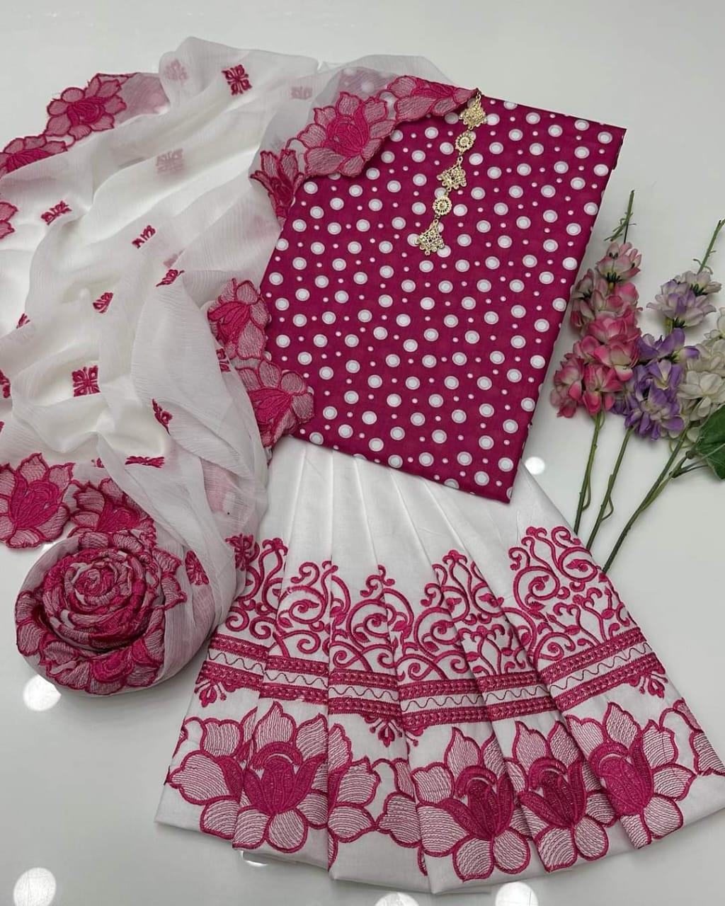 Chiffon Embroidery  3Pc Dress