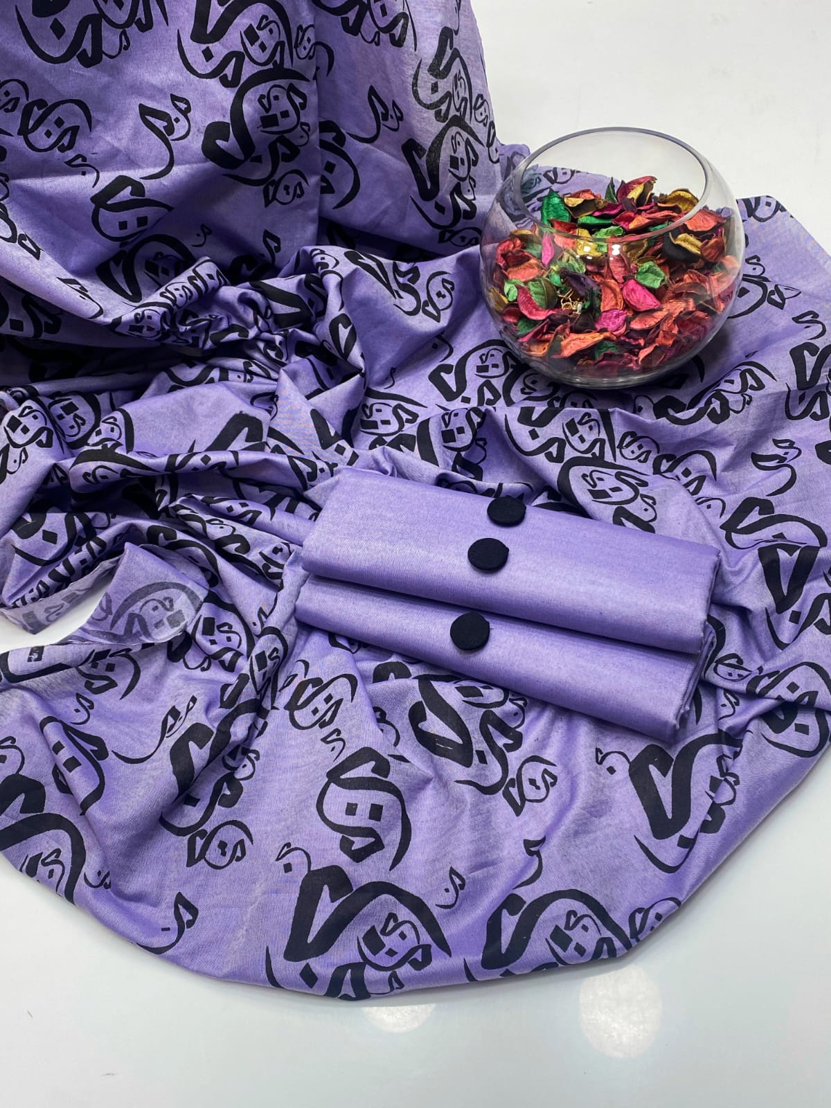 Pure Lawn  Shirt  Along With 3 Black Button