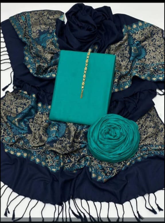 #marina collection    Marina Shirt & Trouser Including Neckline Along With  Marina jekard  Border beautiful Shawl  3 Pcs dress👗