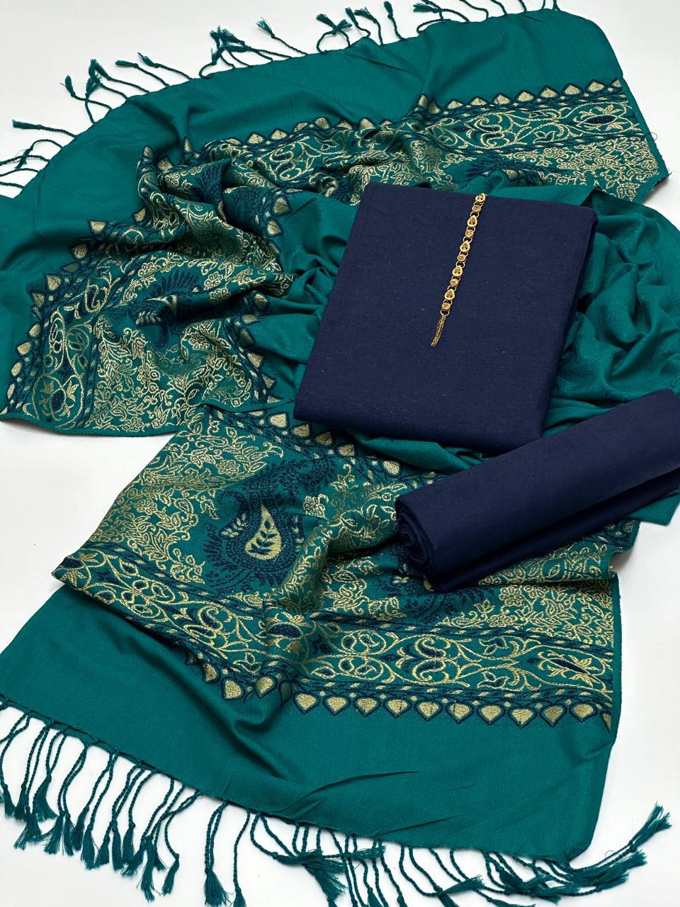 #marina collection    Marina Shirt & Trouser Including Neckline Along With  Marina jekard  Border beautiful Shawl  3 Pcs dress👗